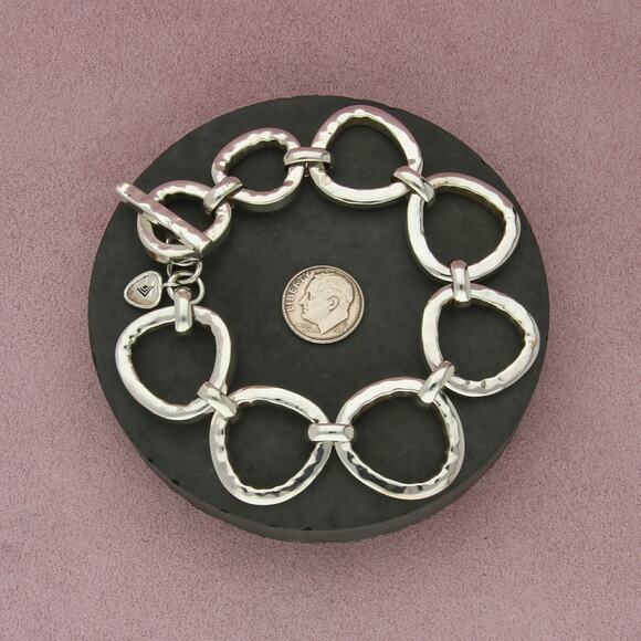 silpada sterling silver hammered silver rush toggle b2709 bracelet size 8.5in - Picture 2 of 3